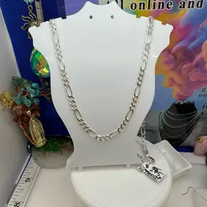 925 sterling silver 4mm 20” inches figaro chain high quality solid silver Italian (( cadena de plata Italiana. 4mm es 20” pulgadas solido figaro