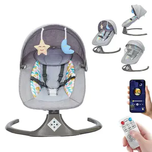 Baby Swing Infant Swing Electric Toddler Baby Rocker Portable for Newborn Boy Girl, 5 Sway Speeds with Remote Control, 10 Preset Melodies and Bluetooth, 0-6 Months Max 20 Lbs