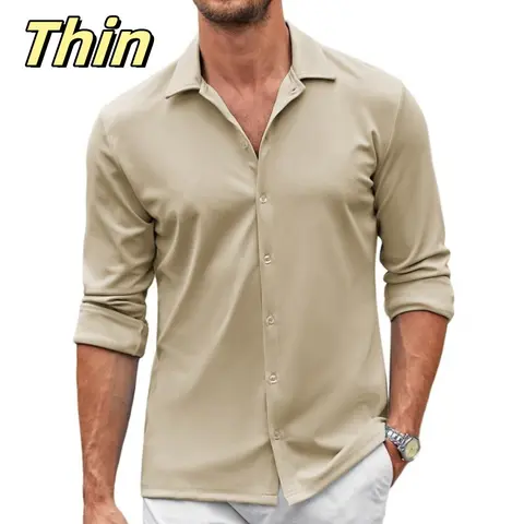COOFANDY Fall Outfits  Thin Men's Shirt Wrinkle Free Dress Shirt Long Sleeve Button Menswear Stylish Casual