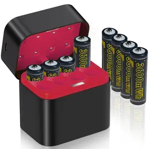 8-PACK 3600mWh Lithium AA Rechargeable Batteries with Smart 8-Slot Charger - 1.5V Constant Output for Xbox/PS5 Controllers - Overcharge/Temp/Short Circuit Protection - 2000 Cycles - Dock High-Capacity 18650 Portable