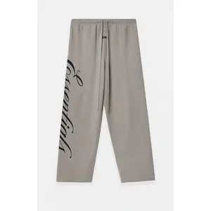 Fear of God ESSENTIALS Men's Smoke Grey Script Logo Lounge Fleece Baggy Sweatpants