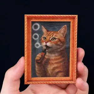 Adorable & Cat Refrigerator Magnets, Durable Bamboo Material, Perfect for Home & Office Decor, Holiday Gifts, Kitchen Accessories