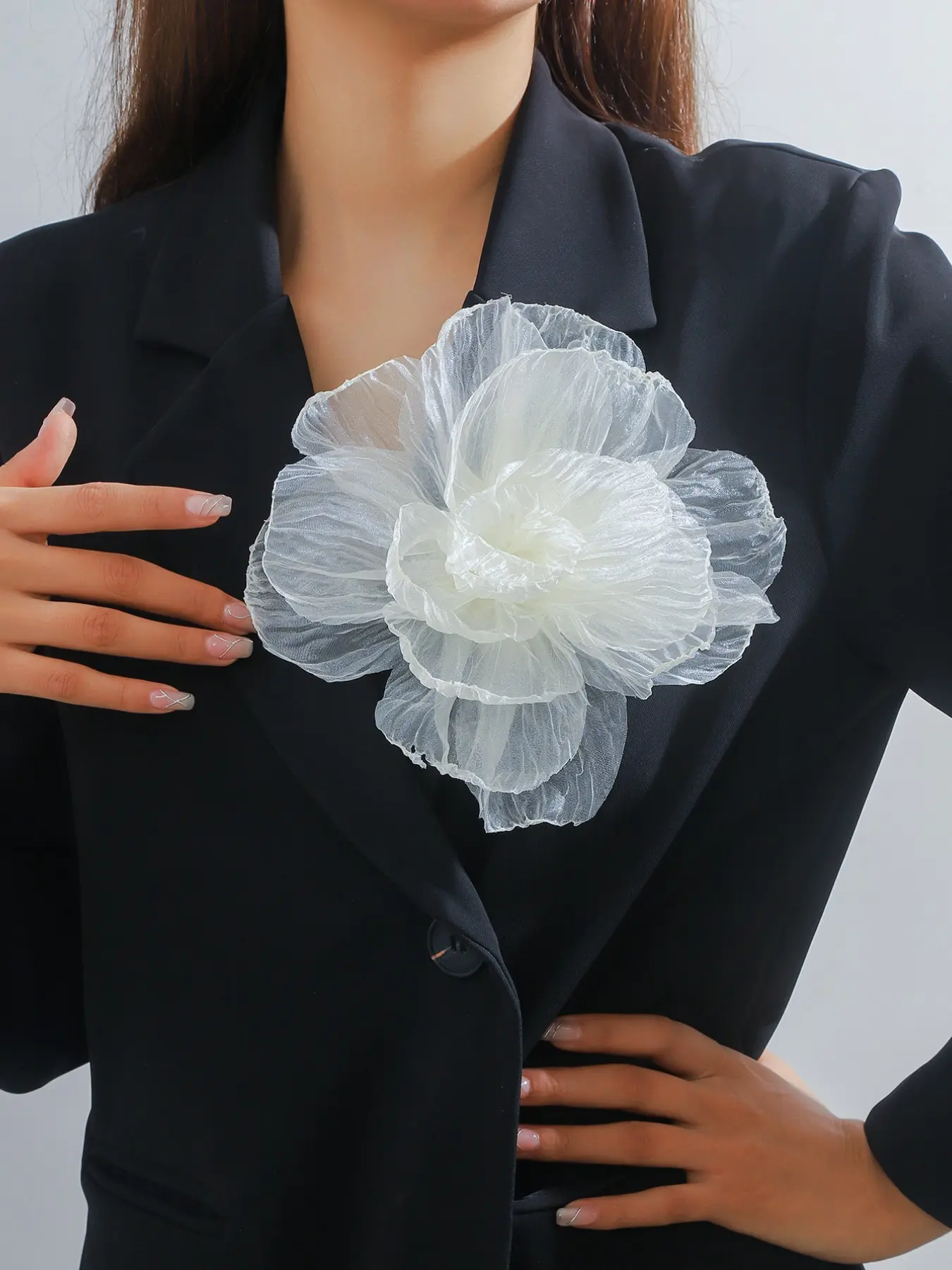 Multicolor Organza Flower Statement Brooch, Lapel Brooch, Sheer Flower Corsage for Women, Available in Multiple Colors, Versatile Accessory for Blazers, Parties, Weddings, Perfect Gift for Her for Mother's Day, Valentine's & Wedding Season