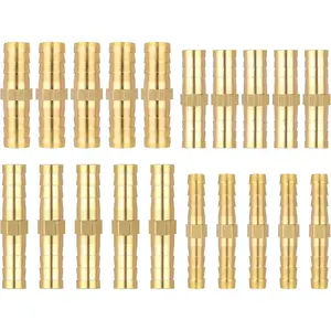 20PCS Brass Hose Barb Fitting 1/4" 5/16" 3/8" 1/2" 6mm 8mm 10mm 12mm Barb Splicer Mender for Air Fuel Water Oil Hoses Versatile Applications