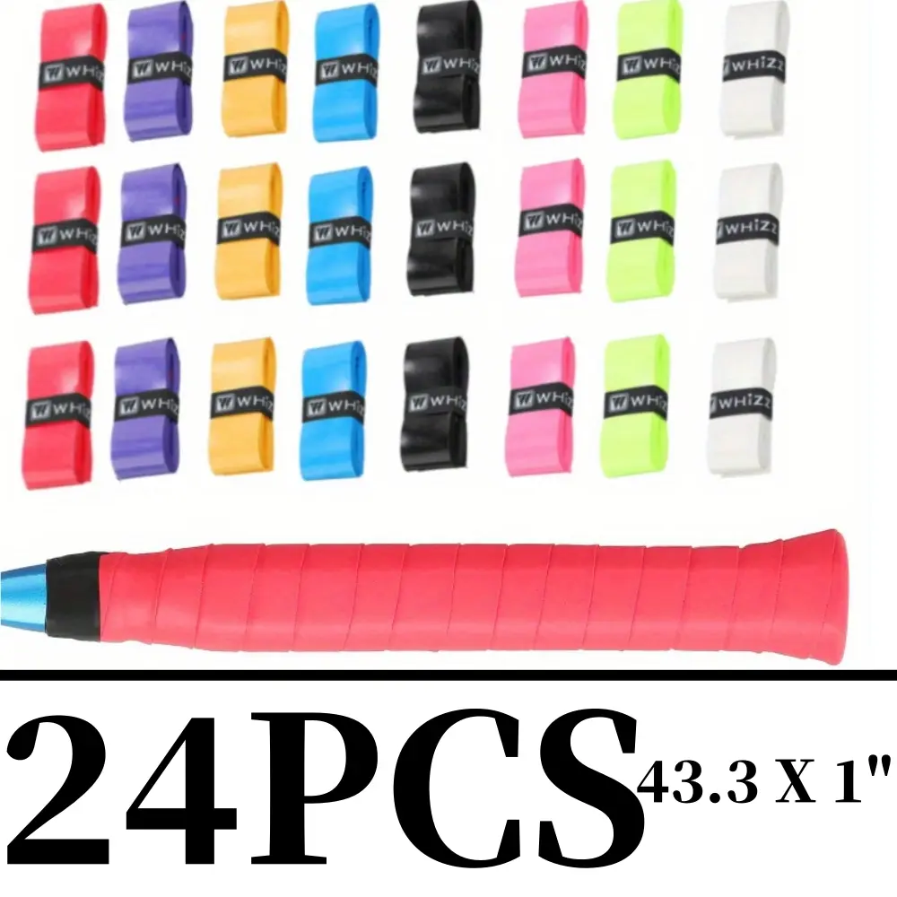 Tennis Racket Overgrip Tape Set (24-Piece Precut, Mixed Colors) - Sweat-Absorbent, Anti-Slip Racket Protector for Tennis Players