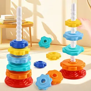 Baby Toy Rotating Tower Rainbow Funnel Blocks Early Learning Educational Stacking Toy for Kids, Montessori Sensory Development Gift, Learning Tower Toddlers