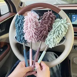 Extendable Car Dust Duster, Soft Bristle Car Cleaning Brush, Practical Retractable Ash Removal Mop for Auto Interior Exterior Cleaning