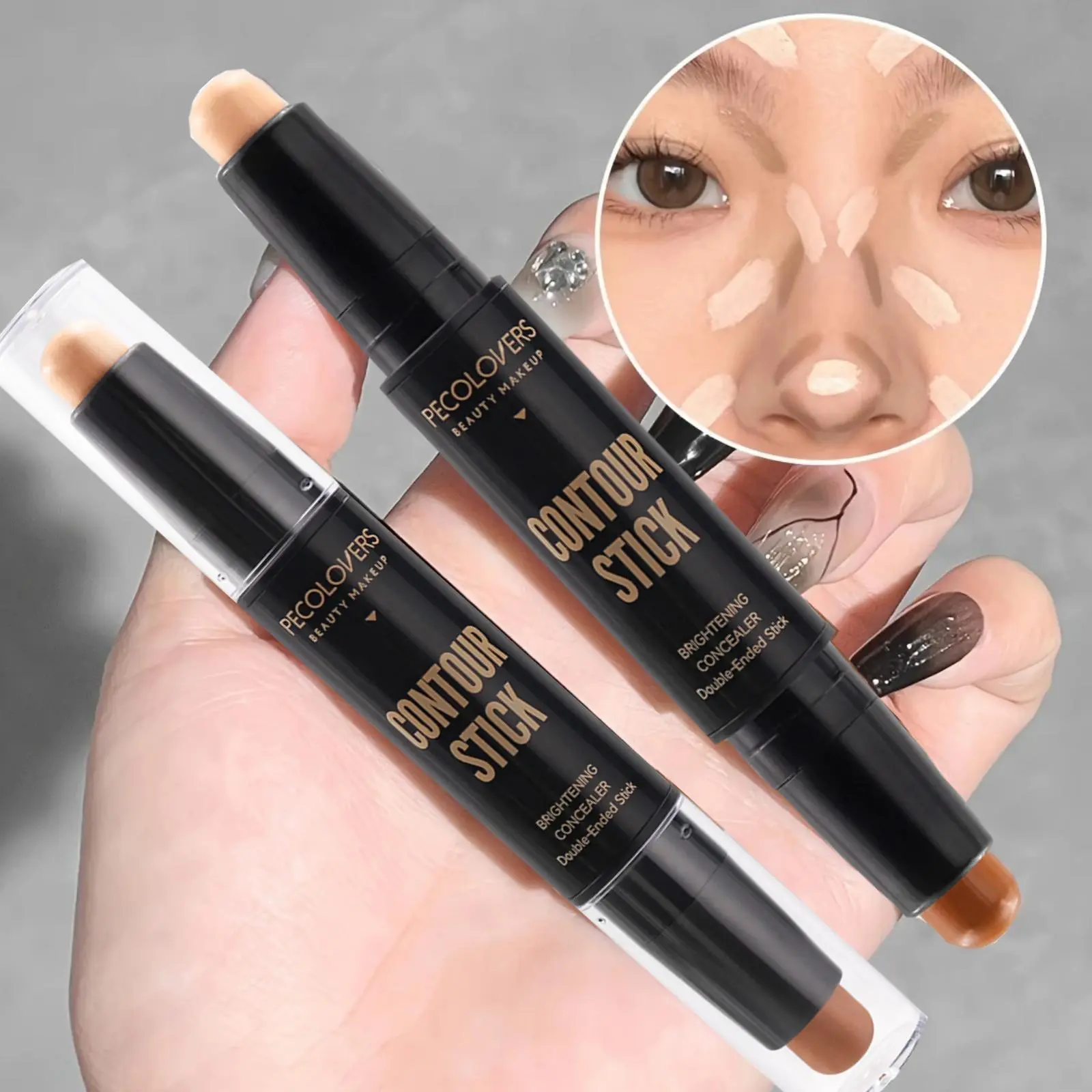 1PC Double-headed Contouring Stick - Brightens, Modifys The Face/body, Waterproof, Easy To Remove Makeup, Convenient and Durable, Suitable for Beginners Bronzing Stick Facial Contouring Makeup Bronzer Stick Contour Sticks