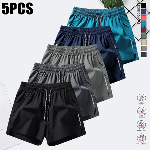 Men's 5-Piece Value Set Loose-Fit Active Shorts - Breathable Athleisure, Casual Sporty Styles for Summer Everyday Wear & Training
