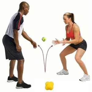 Hexagonal Agility Reaction Ball for Speed Training, High Density Rubber for Tennis & Badminton Sport, Improve Agility and Coordination