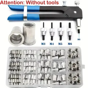 320pcs Aluminum Rivet Nut Kit M3-M12 UNC Sizes With Hand Pliers Hex Sockets for Auto Industrial Use
