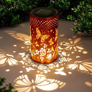 Butterfly Solar Lanterns Outdoor Hanging, Hollowed-Out Metal Waterproof LED Garden Decor Light for Patio Yard Pathway Lawn Front Porch, Christmas Thanksgiving Birthday Gifts for Women Mom Grandma