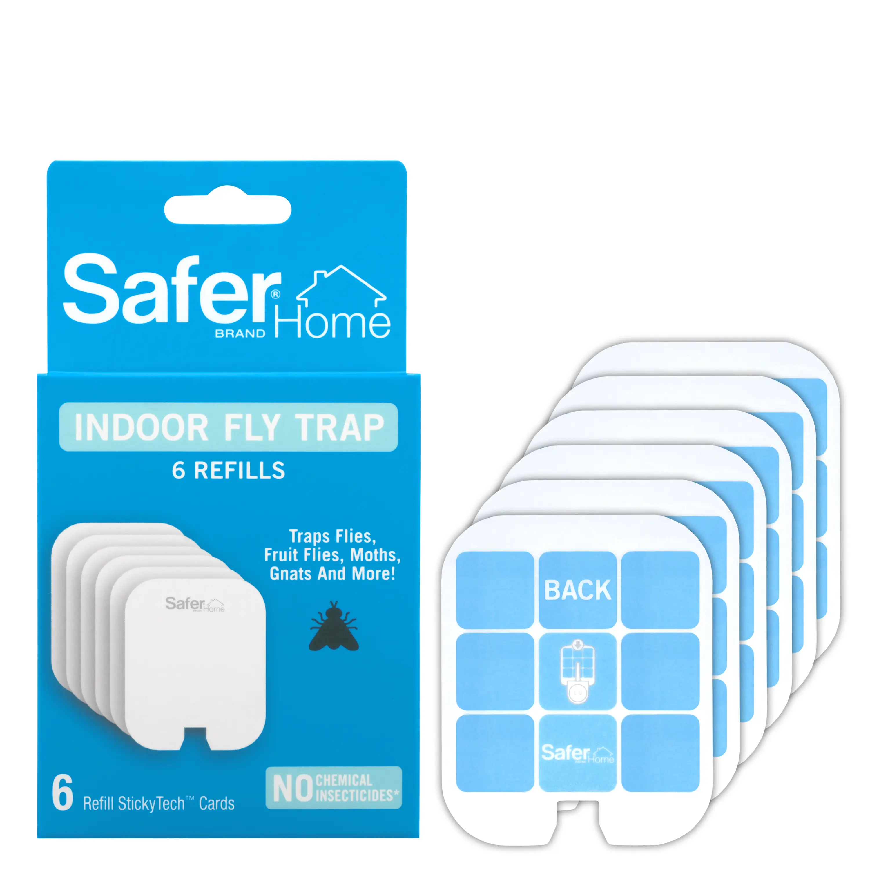 Safer Home SH506 Glue Card 6 Count Refills for SH502 Indoor Fly Trap, Official StickyTech Insect-Repelling Deet-Free Fly Control Multi-Insect Sticky Trap Refill Pack, Insect-Repelling Multi-Insect