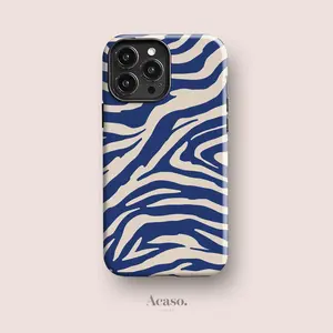 Blue zebra stripe animal print phone case, shockproof design and stylish, suitable for iPhone 17/16/15/14/13/12/11/X/XS/XSMAX/XR/7P/8P, can be given as a holiday gift to friends, family, and yourself. summerwins