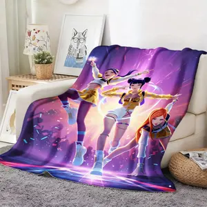 1pc K-Pop Group Members Print Blanket | Korean Pop Star Iconic Outfits Song Lyrics Design, All-Season Soft Flannel Bedspread for Bed, Sofa, Car, Dorm | K-Drama Inspired Gift for K-Pop Fans, 280GSM Cozy Throw with Dynamic Poses Vibrant Colors