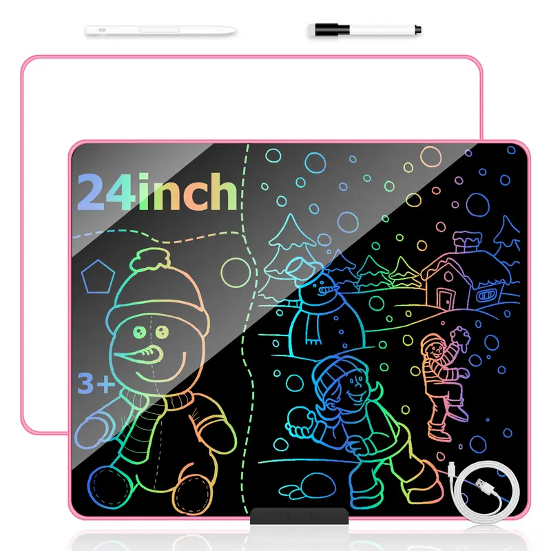 XZBB 24 Inch LCD Writing Tablet for Kids with Stylus One-Tap Erase Lock Function Rechargeable Eye Protection Educational Toy for Boys and Girls Pink