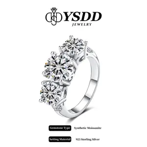 【#466 Trilogy Band】Luxurious 4CT Trilogy Band Synthetic Moissanite Rings in 925 Sterling Silver