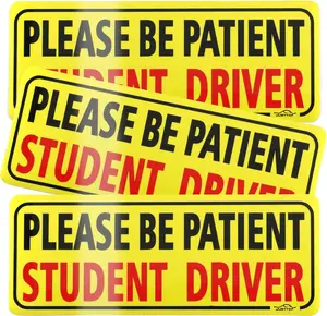 3pcs Student Driver Magnet for Car, Please Be Patient Student Driver, New Drivers Sticker Safety Warning, Magnetic Reflective Rookie Driver Bumper Sticker (Black&Red)