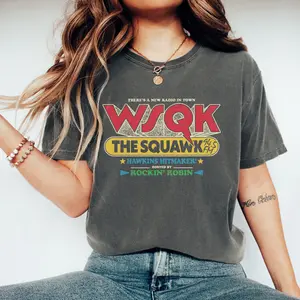 Vintage Stranger WSQK The Squawk 94.5 FM Radio Shirt, Wsqk Shirt, Vintage Sci-fi Crewneck,  80s Nostalgic, Gifts for Fans