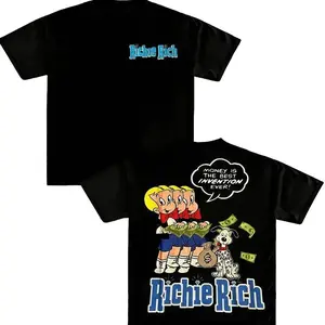 Richie Rich T-Shirt, Vintage Cartoon Money Graphic Tee, Funny Retro Streetwear Top, Viral TikTok Shirt, Fashion Cotton, Full Size, Full Colors, For Men, For Women