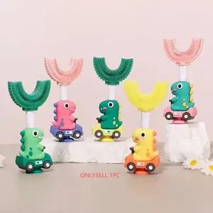 Dinosaur Toothbrush for Kids, Fun 360° U-Shaped Design, Makes Brushing Teeth Like Playing, Baby Oral Care, Parenting Must-Have