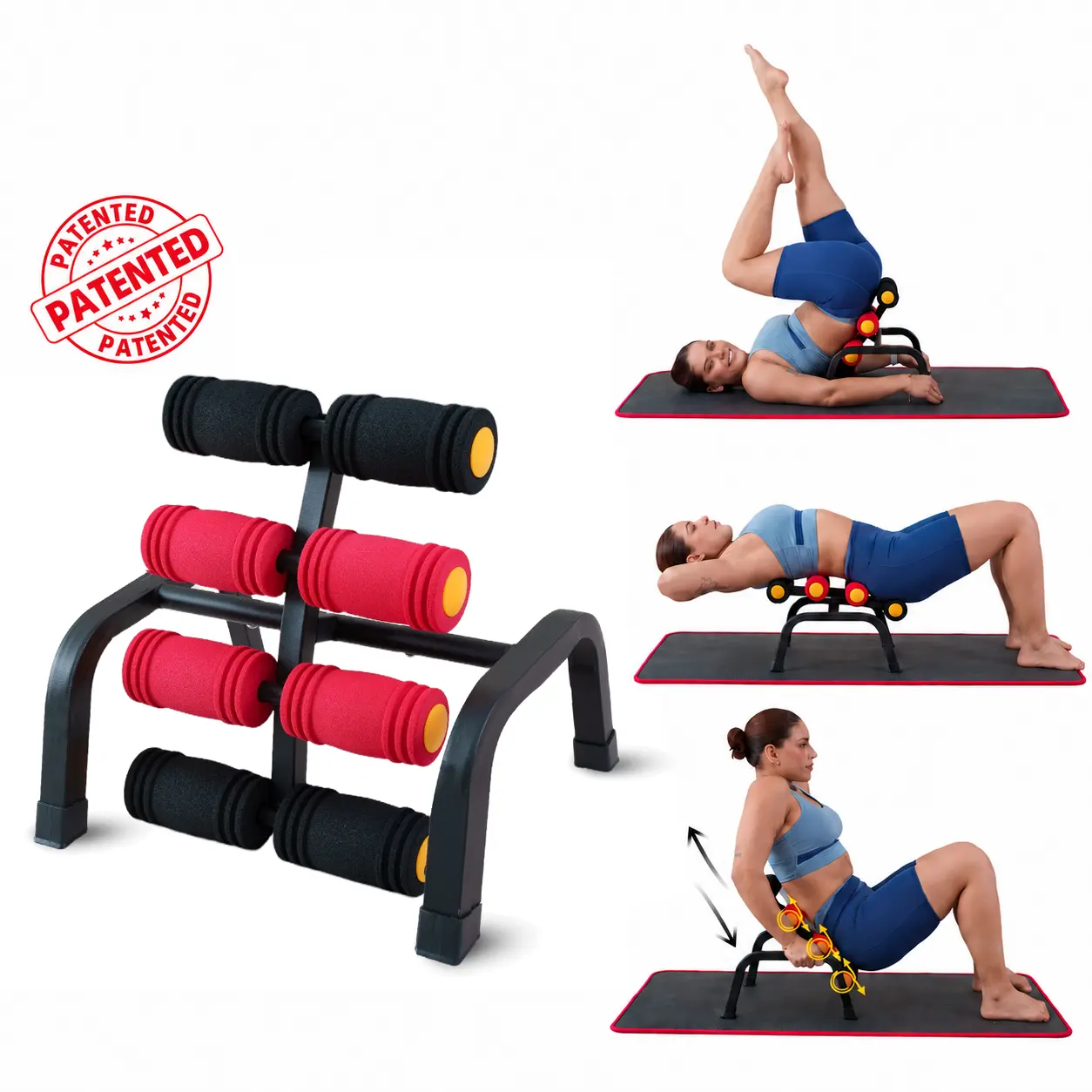Magic BB Mini Inversion Table - Portable Back Stretcher with Massage Rollers, Multi-Purpose Yoga & Stretching Equipment for Back, Hips, Legs & Full-Body Stretching, Home Yoga & Fitness Equipment
