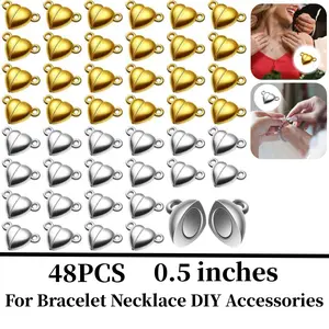 48 Pieces Magnetic Necklace Clasps Heart Beads Pendant Charms for Jewelry Making Couples Friendship Bracelets Necklaces Jump Rings Keychain Accessory DIY Crafts Valentine's Day Gifts Sports & Outdoor