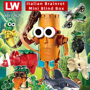 Italian Brainrot Little Guys Blind Box Complete Set - 8 Mini Brainrot Monsters Tung Tung Tung Sahur Shark Crocodilo Elephant TikTok Viral Collectible