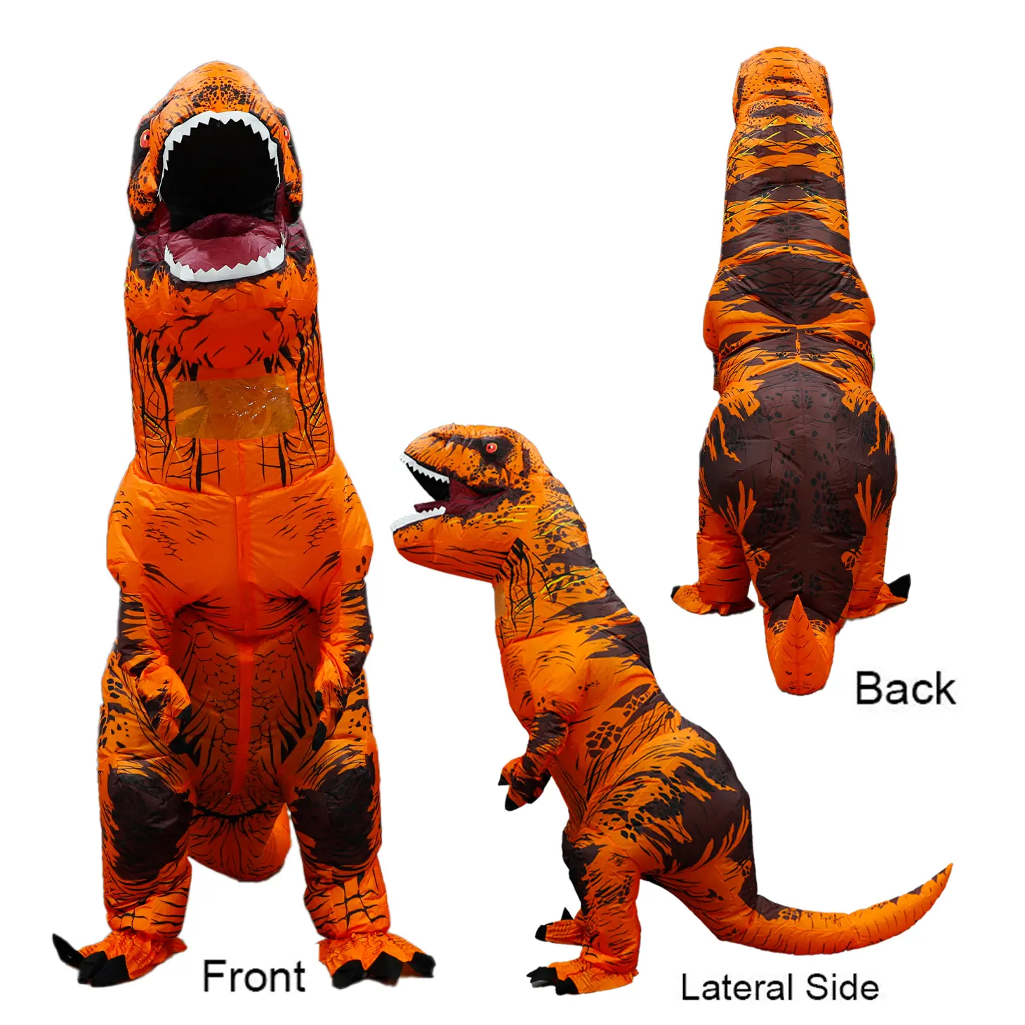 2.2M Inflatable Orange T-Rex Costume for Adults - Funny Dinosaur Blow Up Outfit with Fan & Battery for Halloween, Cosplay, Parties & Summer Events