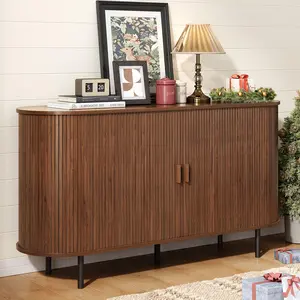 【SummerVibes】ONBRILL 40/48/55/63" Fluted Sideboard Buffet Cabinet with Storage, Storage Cabinet with Sliding Door & Adjustable Shelf, Modern Accent Coffee Bar Console Table, Kitchen Furniture, Entryway Furniture, Stylish Furniture