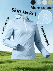 Womens Hooded Ultra-Thin Skin Jacket, Fashion Casual Trendy Comfortable Lightweight Breathable Quick Dry, Heart Stethoscope Print, Loose Fit, Suitable for Daily Commute Outdoor Travel, Multi-Color Available All Season Versatile