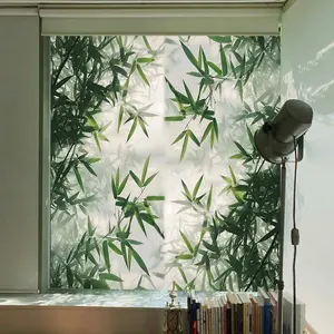 Bamboo Leaf Pattern Static Cling Window Sticker, Double Sided Window Decal, Decorative Sticker for Home Living Room Bedroom, Ornaments