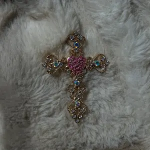 Gold And Pink  Vintage Large Cross Croc Charm