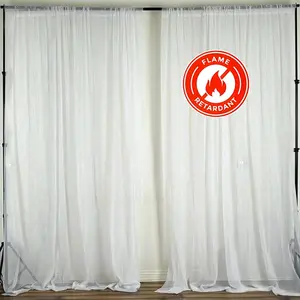 2 Pack 5ftx10ft White Chiffon Backdrop Drape Curtains, Durable Flame Resistant Sheer Organza Event Divider Panels With Rod Pockets