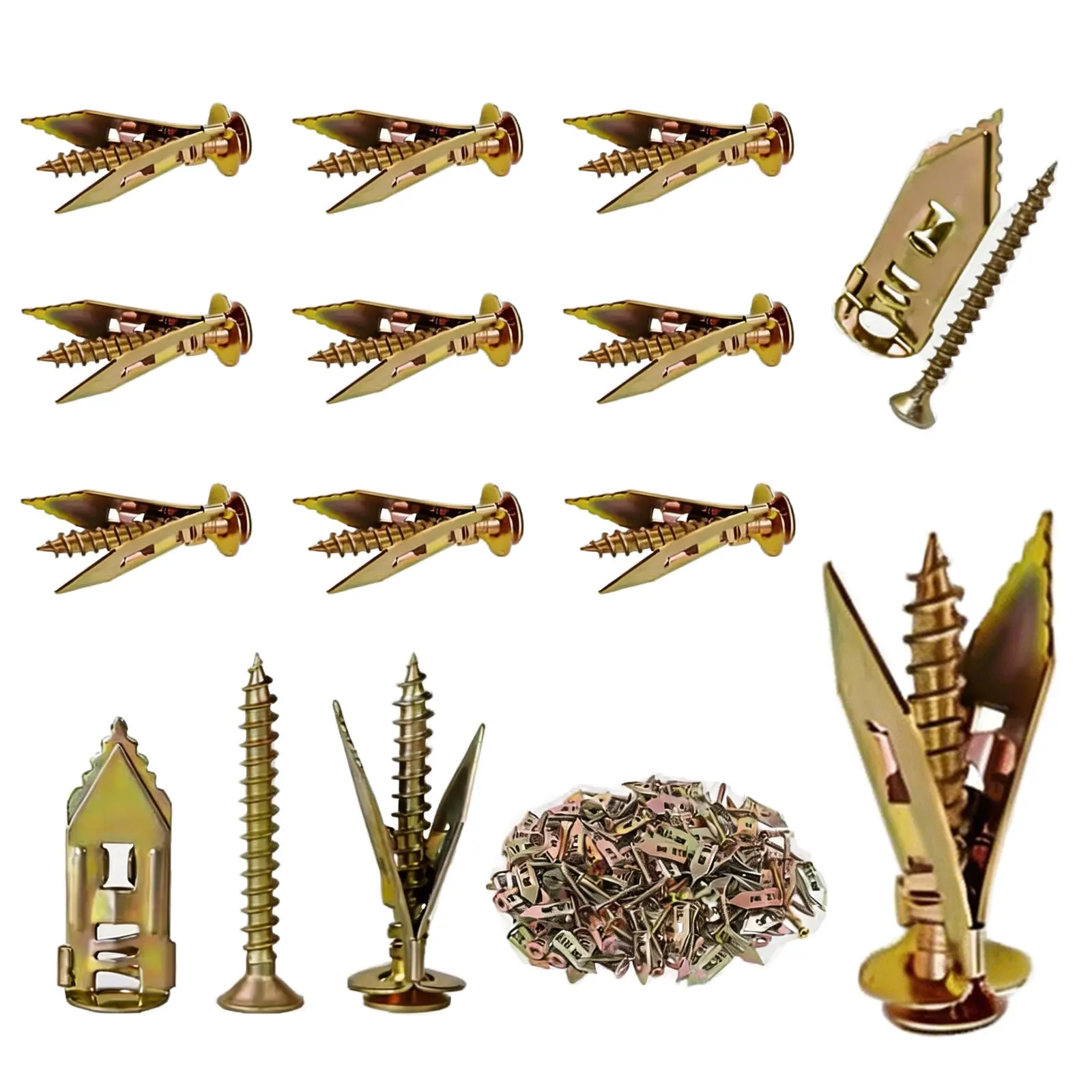 Self-Drilling Drywall Anchors with Screws, Heavy Duty Fixing Kit – Includes 25pcs Carbon Steel Anchors (40x12mm) and 25pcs Zinc Expansion Screws (45x4mm), One-Piece Tapping Design for Easy Installation, Perfect for Gypsum Boards, TVs, and Heavy Fastening