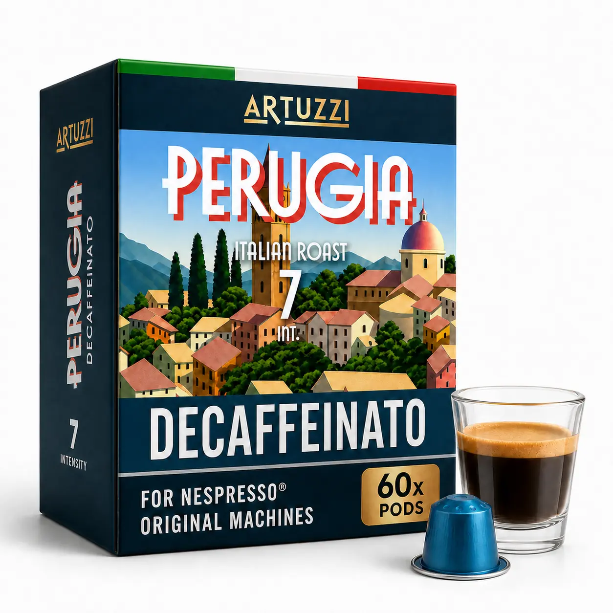 Artuzzi 60ct Decaf Espresso Pods For Nespresso Compatible Capsules Machines | Aluminum Decaffeinated Coffee Capsules I Recyclable I 100% Arabica Italian Roast