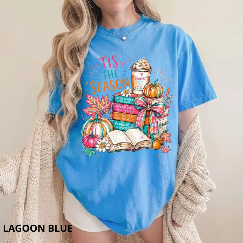 Comfort Colors Tis The Season Book Lover T Shirt, Cozy Reading Graphic Tee, Fall Bookish Shirt, Literary Autumn Outfit, Reader Gift Tee, Cute Bookworm Graphic Top