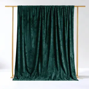 Hunter Emerald Green Crushed Velvet Backdrop Curtain – 5ft x 10ft Event Drape with Rod Pocket, Privacy Panel for Photo Booths & Events