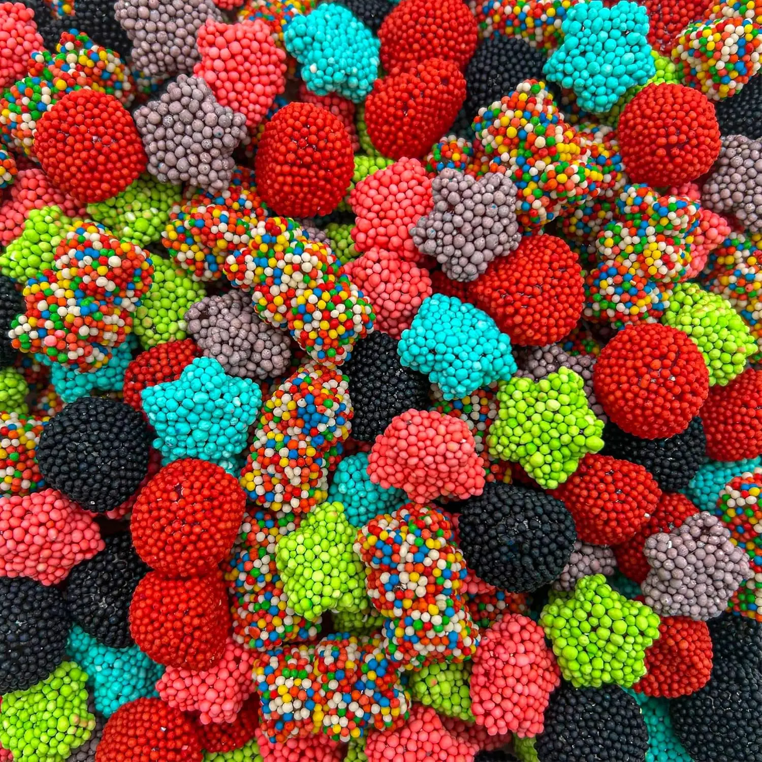Crunchy Gummy Candy Mix, Sweet & Sour Fruit Flavors, 2 Lb Bag | Rainbow Gummy Bears, Berries, Star Shaped Chewy Clusters, Gummy Mix