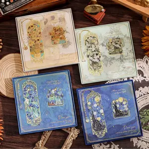 Luxury Metal Bookmark & Book Clip Gift Set, Oil Painting Themed Roses, 1 Bookmark with Pendant + 1 Book Clip, Elegant Christmas New Year Gift Box for Women Book Lovers Writers Readers Teenage