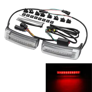 TCMT Saddlebags LED Red Run Brake Turn Light Fit For Harley Electra Road Glide 2014-2023
