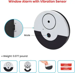 Tritace Window Alarm with Vibration Sensors Set, 130 dB Volume, Mini Alarm System, Glass Break Detector, Glass Break Alarm for Windows, Extra Loud Alarm, Pack of 6