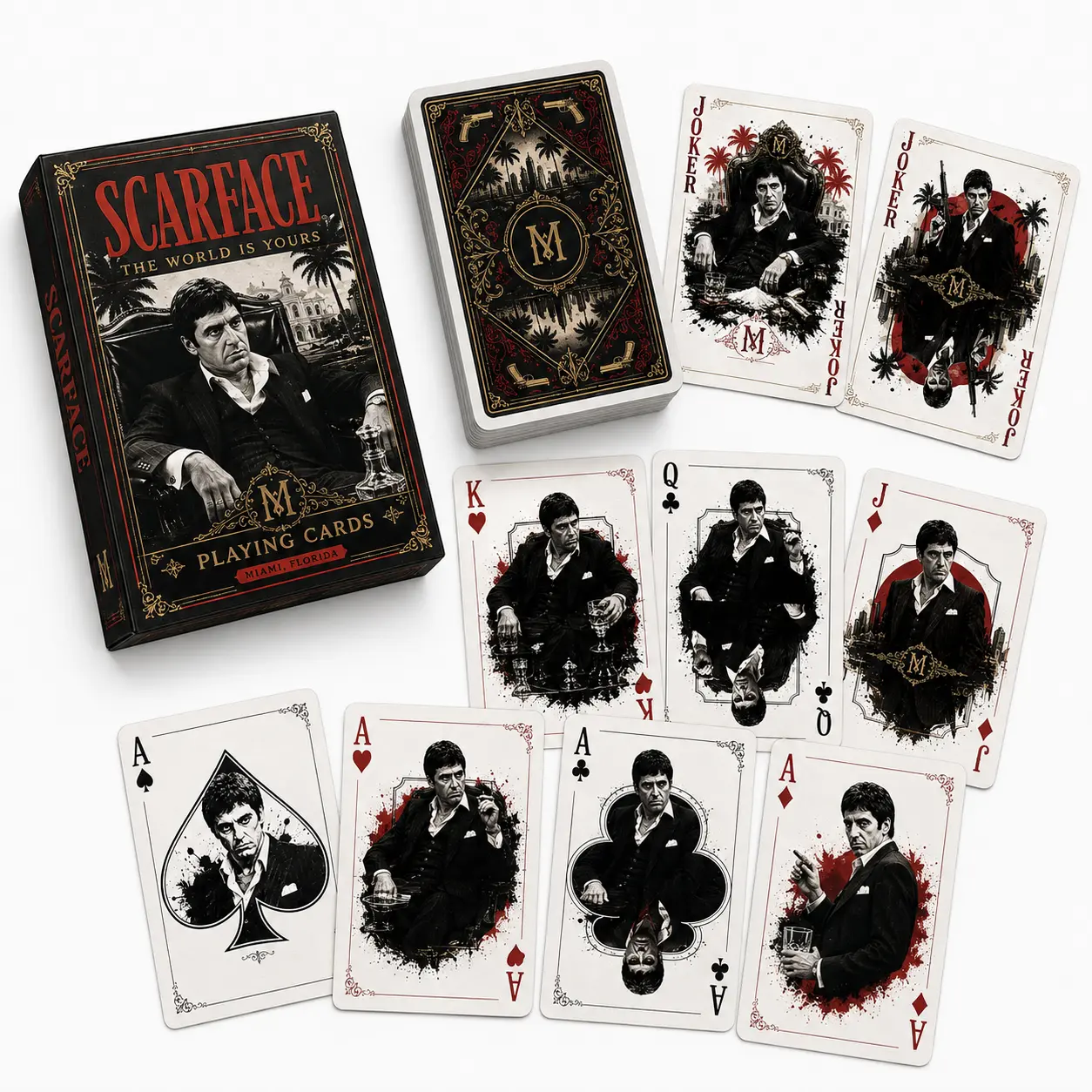 Scarface Inspired Playing Cards | 54-Card Premium Poker Deck | Vintage Gangster Collector Gift
