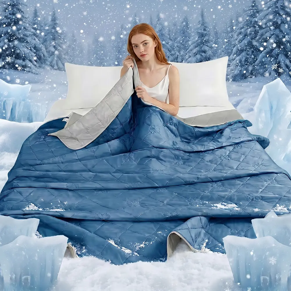 Quilt Blanket , Cooling Fiber Lightweight Summer Blanket Comforter, Breathable Machine Washable Thin Quilt Available in King and Queen Sizes
