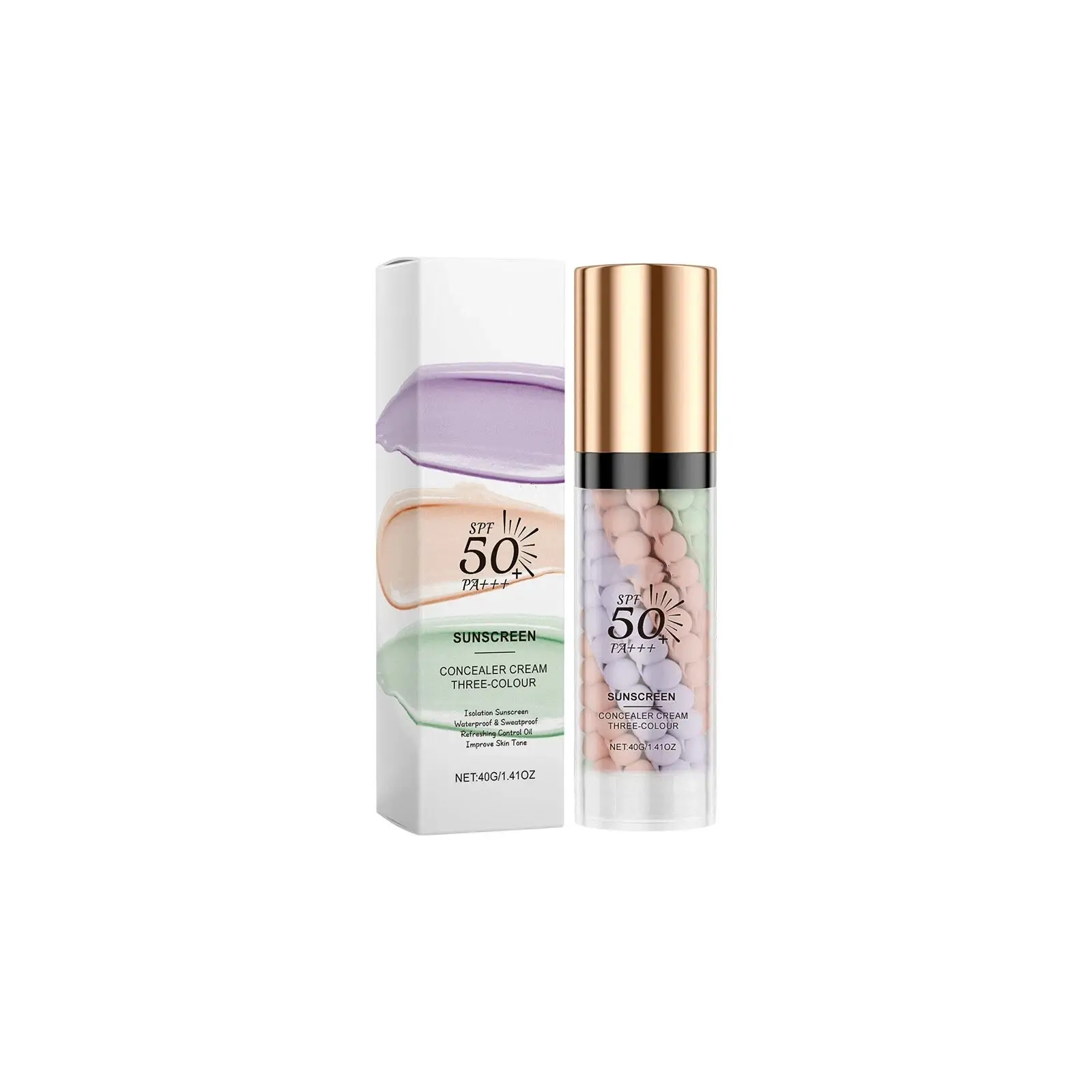 3-in-1 SPF 50+ PA+++ Sunscreen Isolation Cream, Color Corrector Face Primer, Tinted Moisturizer, 1-Step Color Corrector, Oil-Control Concealer for Skin Tone Correction & Radiant Skin