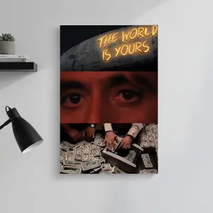 "The World Is Yours" Canvas Poster Scarface Tony Montana Classic Art Wall Decor High-Quality Canvas Ideal for Living Rooms Offices and Bedrooms