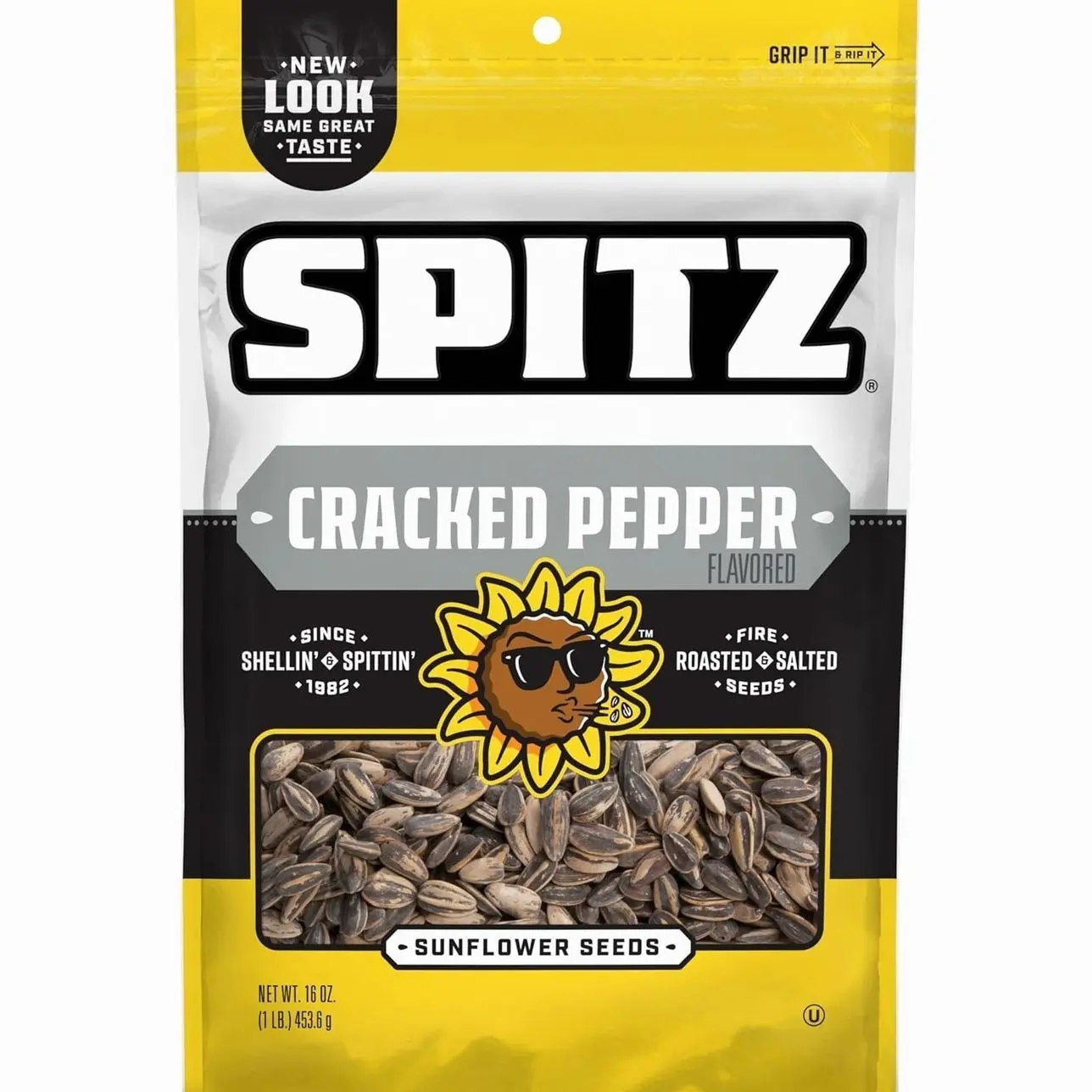 Spitz Sunflower Seeds Pack, Cracked Pepper, 16 Oz Snack Bag