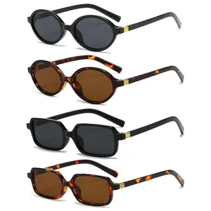 【SummerVibes】2/4Pcs Retro Rectangular Oval Sunglasses for Women Vintage Fashion Trendy Funny Small Thin Slim Narrow 90s Square Sunnies