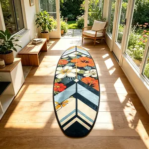 1pc Floral Surfboard Rug, Floral Pattern Rug, Non-Slip, Casual Style, Ideal for Living Room, Bedroom, Entryway, Sofa, Coffee Table, Closet
