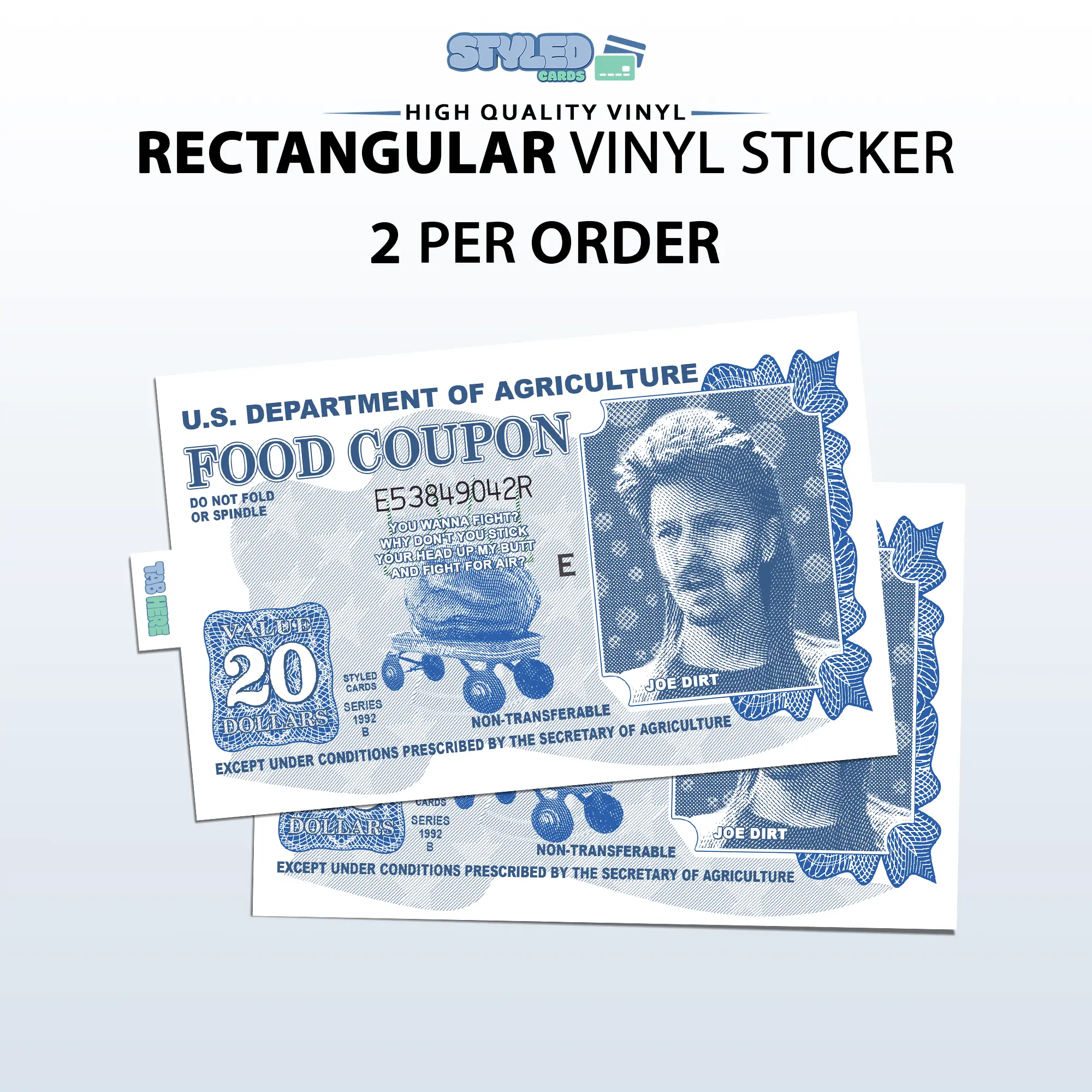 funny joe dirt food coupon rectangle vinyl sticker